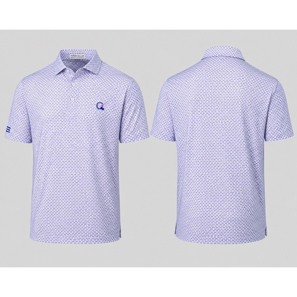 Holderness & Bourne TAILORED FIT Golf Polo Shirt MENS LARGE  Lavendar AOP